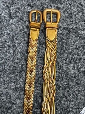 Gold Braided Leather Belts - Set of 2